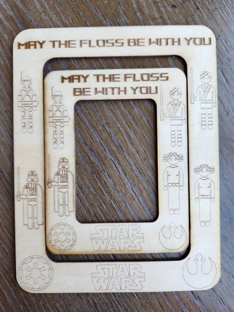Star Wars Square Small - Unfinished Wood Magnetic Frame, zoomed in. Select this picture to zoom back out.