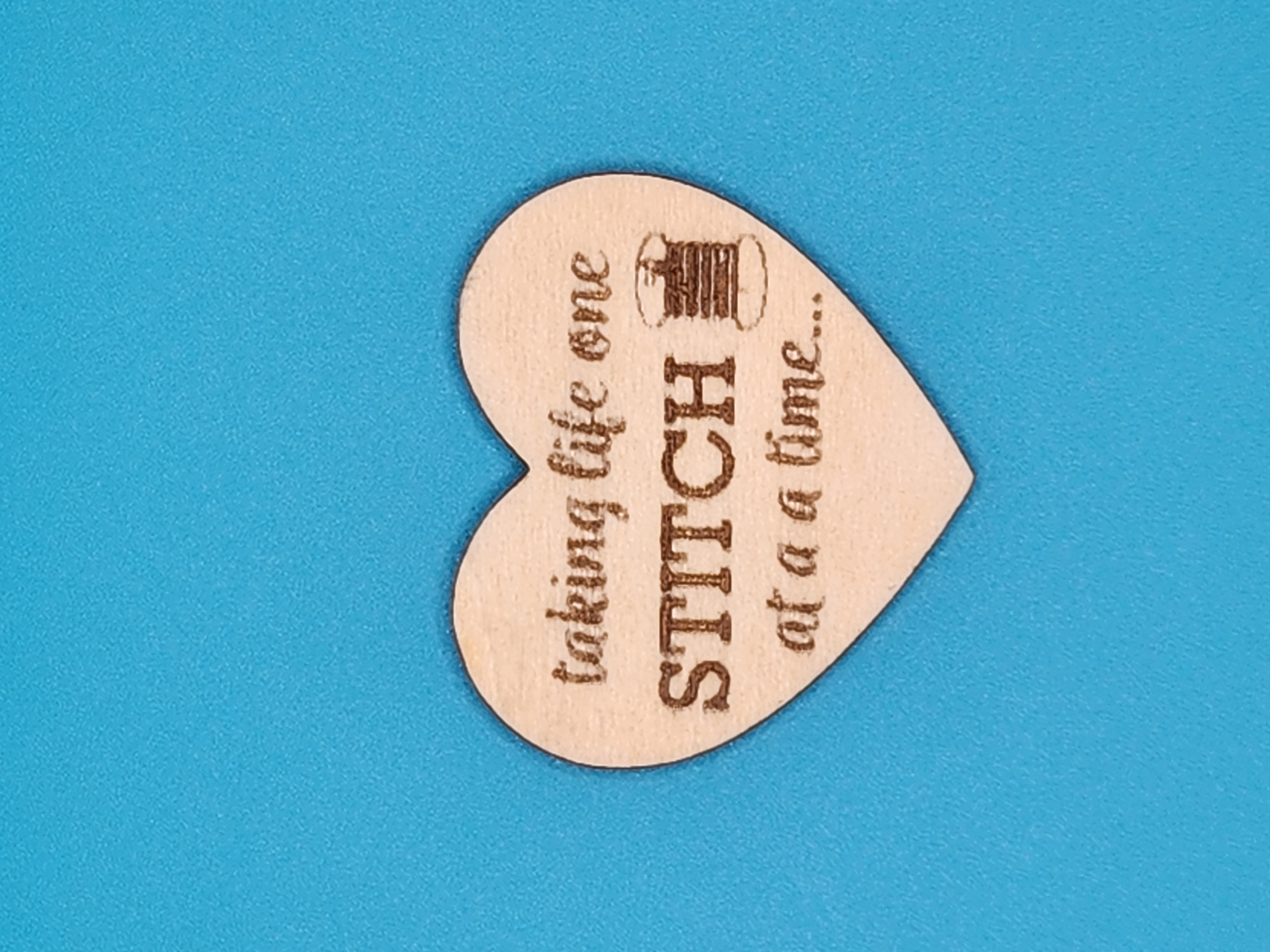 Taking Life One Stitch - Heart - Magnetic Needle Minder, zoomed in. Select this picture to zoom back out.