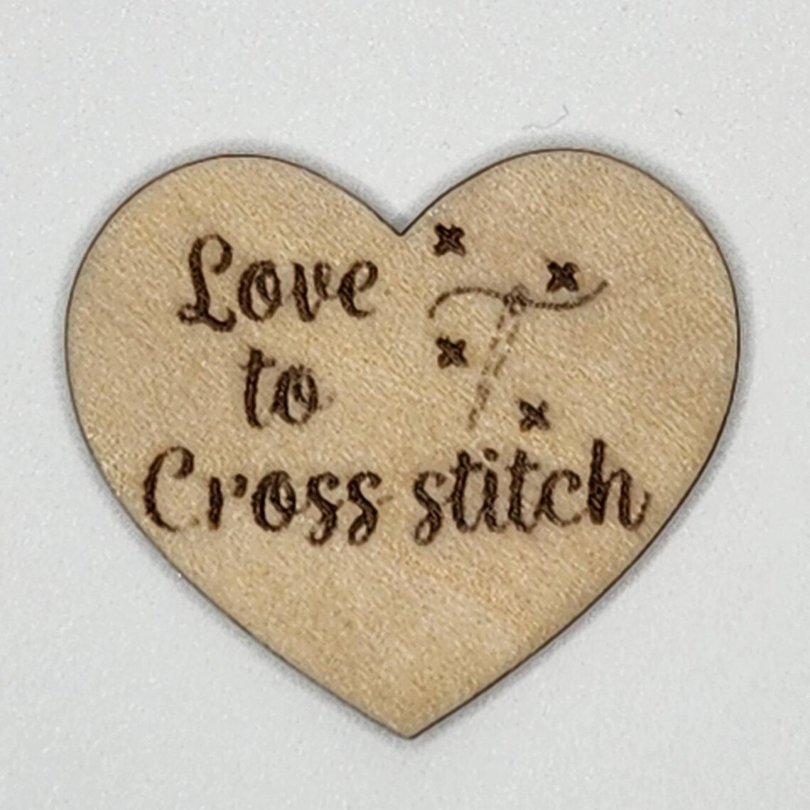 Love To Cross Stitch - Magnetic Needle Minder, zoomed in. Select this picture to zoom back out.