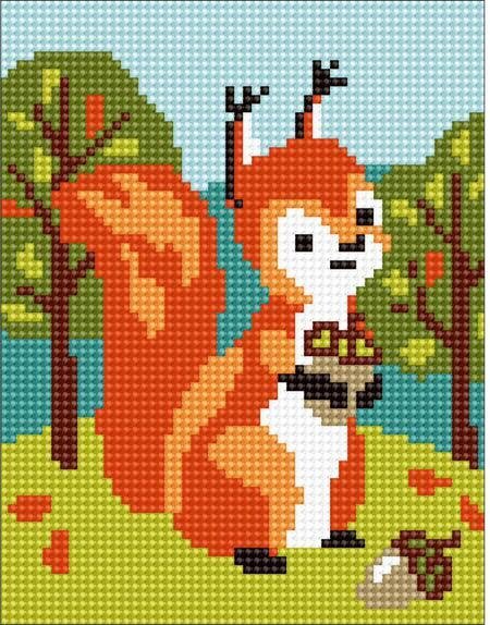 Squirrel - Stamped Needlepoint Kit