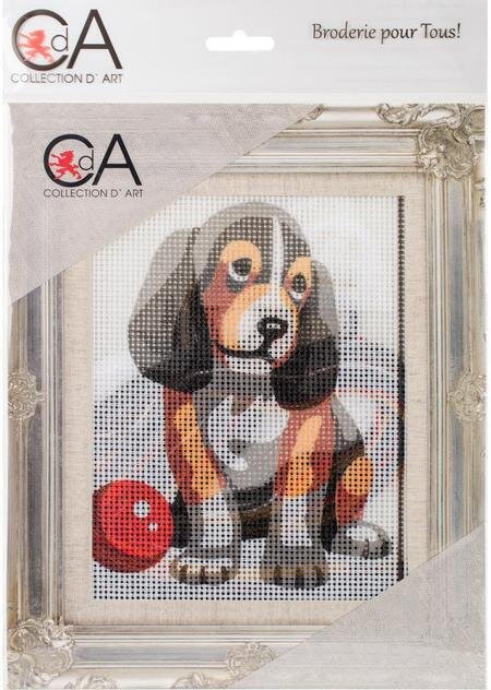 Puppy With Ball - Stamped Needlepoint Kit