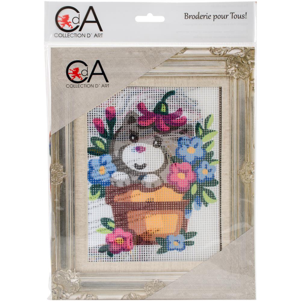 Kitten In Flowerpot - Stamped Needlepoint Kit
