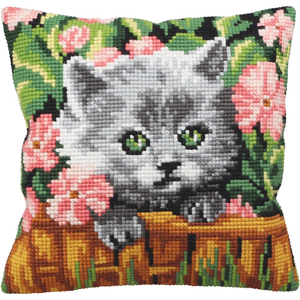 Minou (Cat) - Stamped Needlepoint Cushion Kit