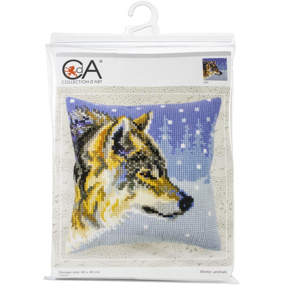 Winter Animals/Wolf - Stamped Needlepoint Cushion Kit