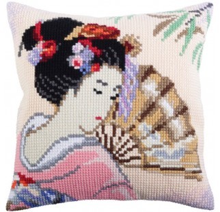 Japanese Beauty 1 - Stamped Needlepoint Cushion Kit