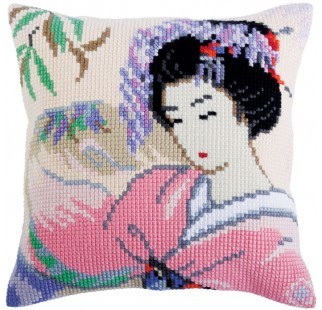 Japanese Beauty 2 - Stamped Needlepoint Cushion Kit