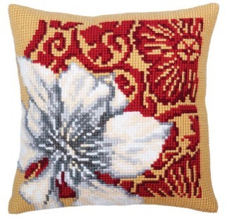 White Lotus 1 - Stamped Needlepoint Cushion Kit