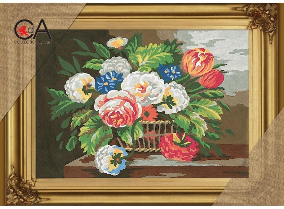 Flowers - Printed Tapestry Canvas - Needlepoint Kit