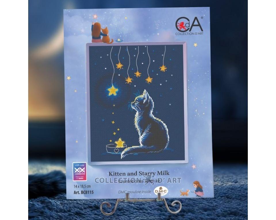 Kitten and Starry Milk - Cross Stitch Kit