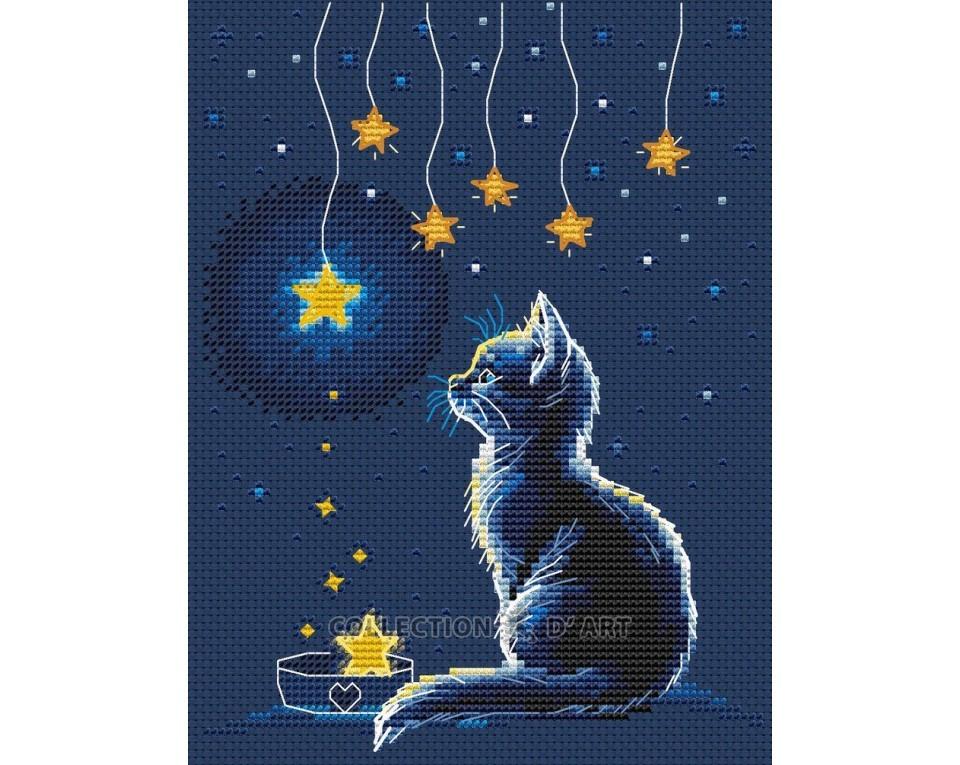 Kitten and Starry Milk - Cross Stitch Kit