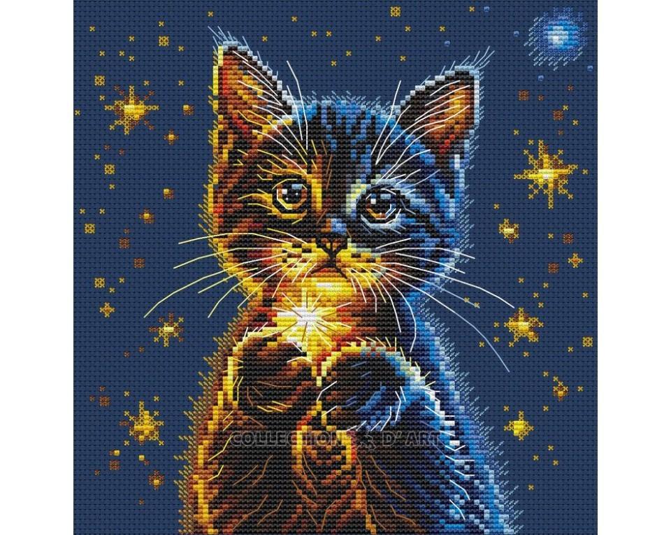 Kitten's Secret Stars - Cross Stitch Kit