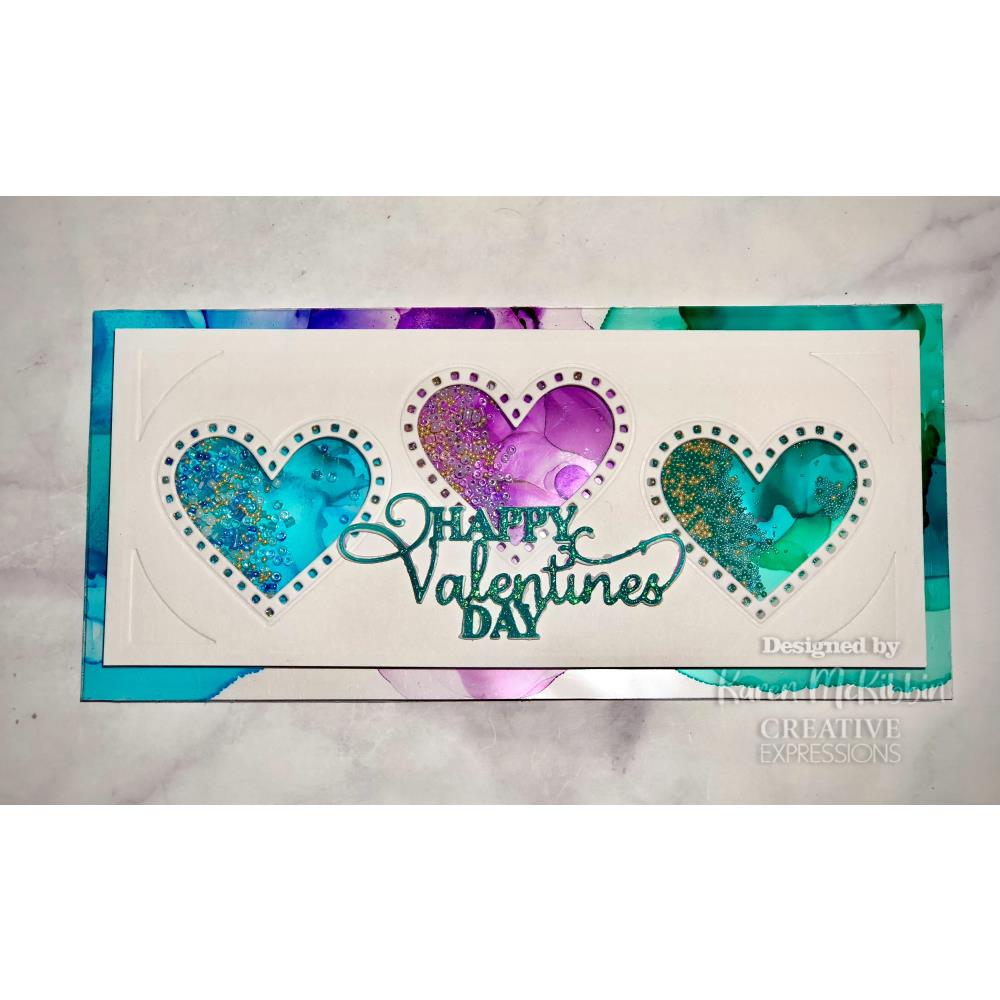 Decorative Heart Aperture Trio - Slimline Craft Die