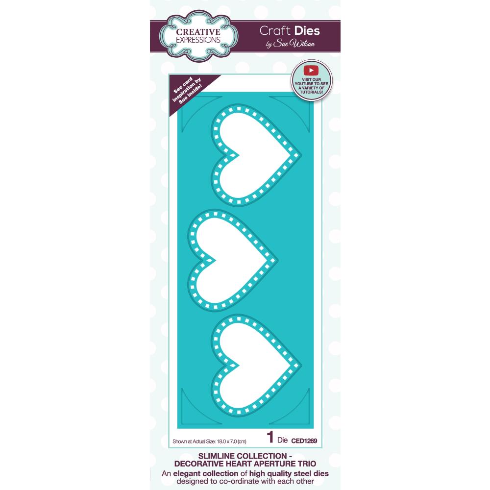 Decorative Heart Aperture Trio - Slimline Craft Die