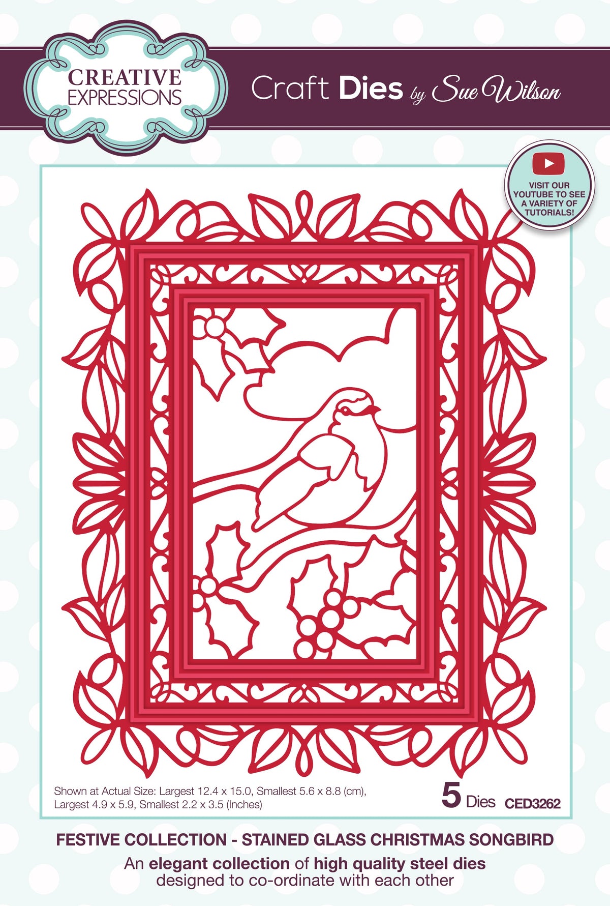 Stained Glass Christmas Songbird - Craft Die