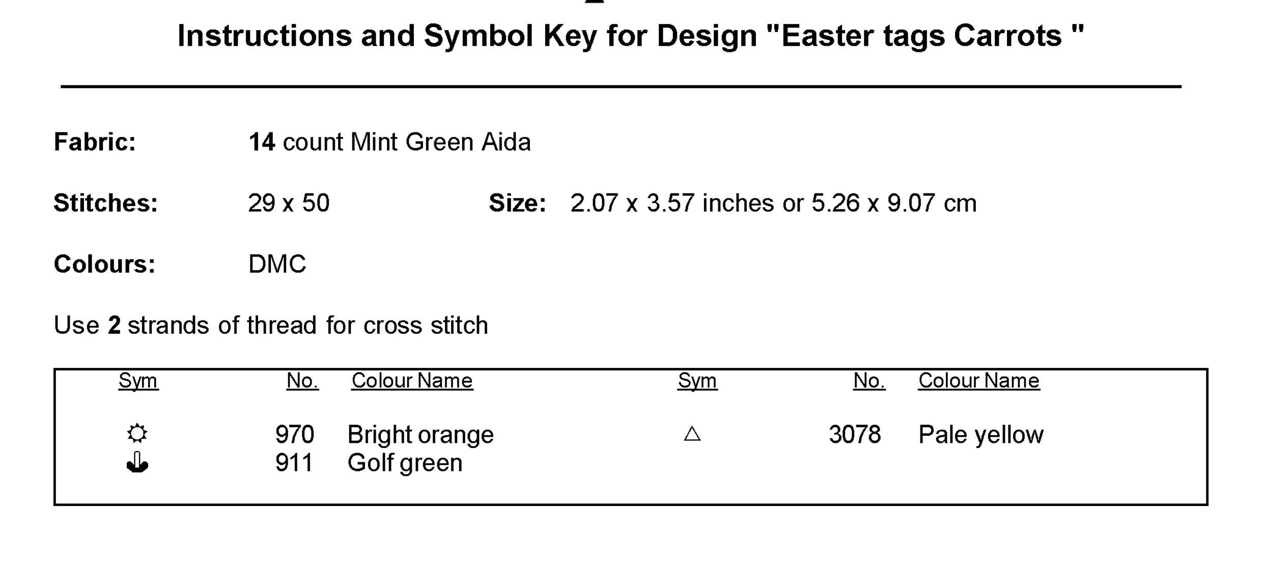 Easter Tag Carrots - Cross Stitch Pattern
