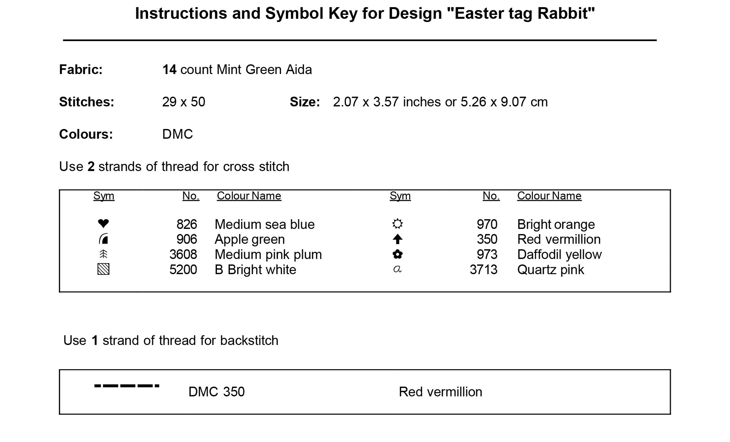 Easter Tag Rabbit - Cross Stitch Pattern