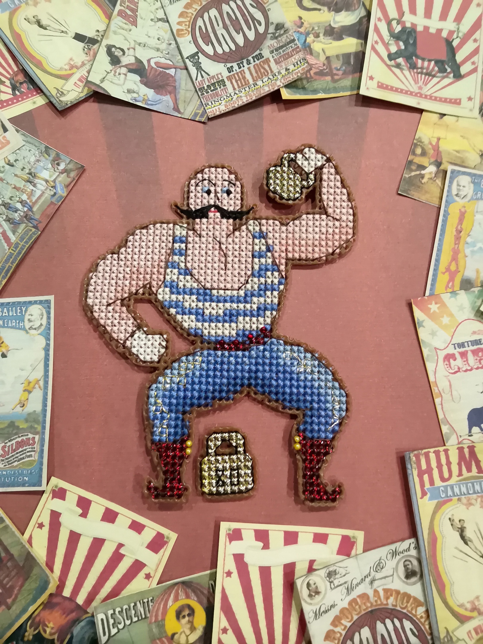 Circus Strongman - Cross Stitch Pattern