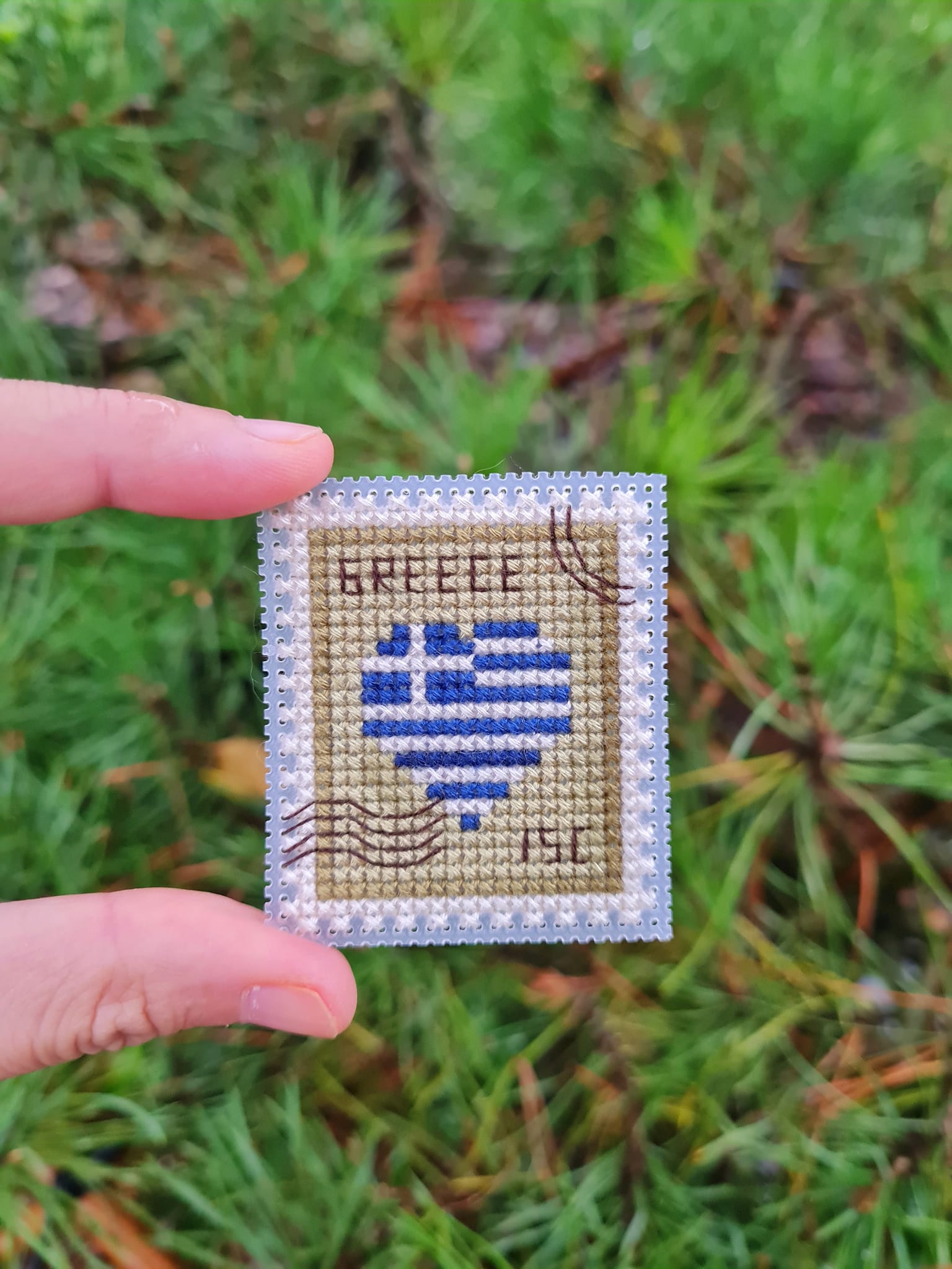 Greece Postage Stamp - Cross Stitch Pattern