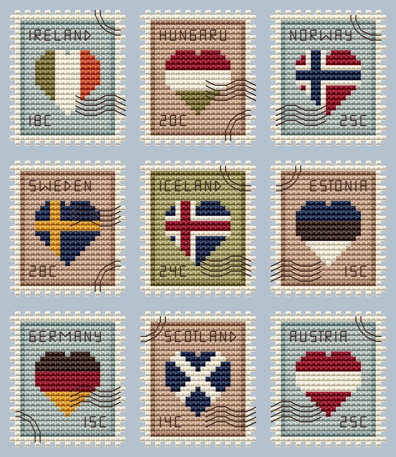 Postage Stamps 2 - Cross Stitch Pattern