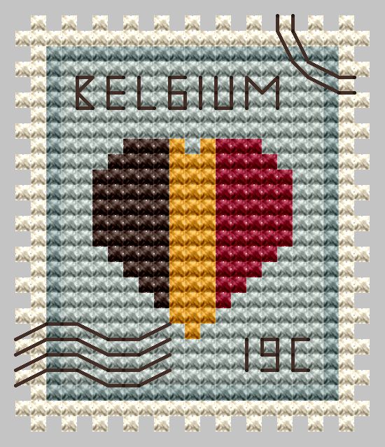 Belgium Postage Stamp - Cross Stitch Pattern
