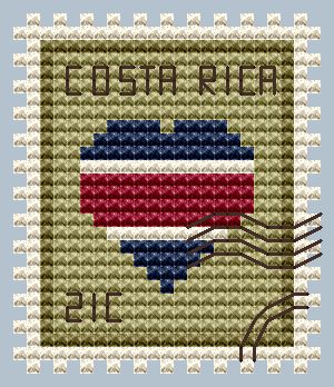Costa Rica Postage Stamp - Cross Stitch Pattern