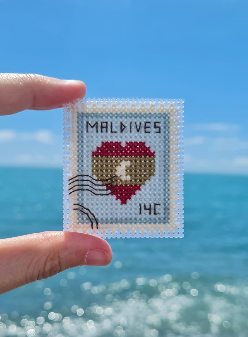 Maldives Postage Stamp - Cross Stitch Pattern