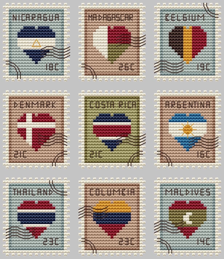 Postage Stamps 3 - Cross Stitch Pattern