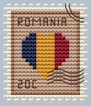 Romania Postage Stamp - Cross Stitch Pattern