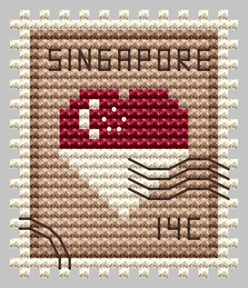 Singapore Postage Stamp - Cross Stitch Pattern