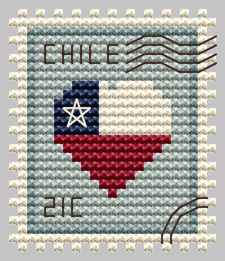 Chile Postage Stamp - Cross Stitch Pattern
