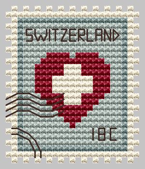 Switzerland Postage Stamp - Cross Stitch Pattern