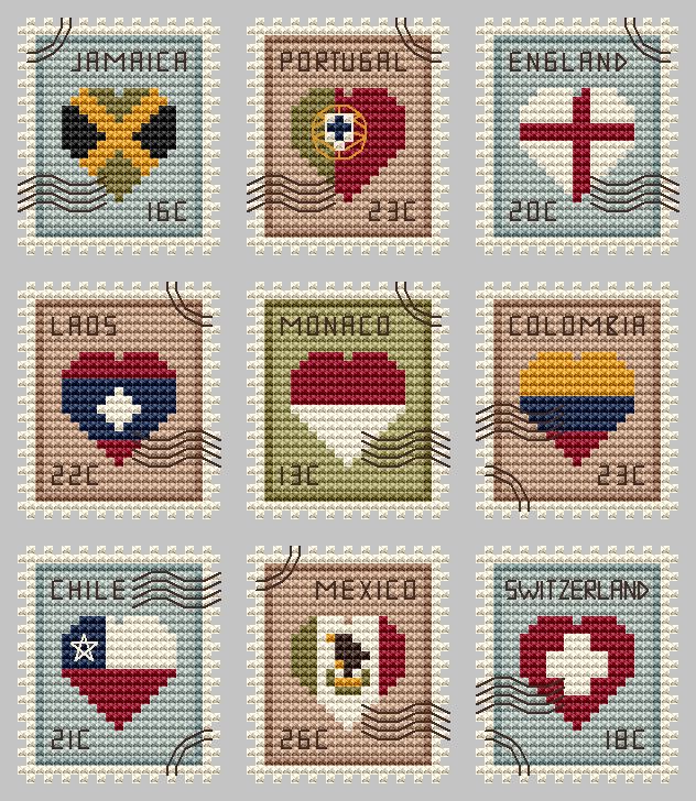 Postage Stamps 5 - Cross Stitch Pattern