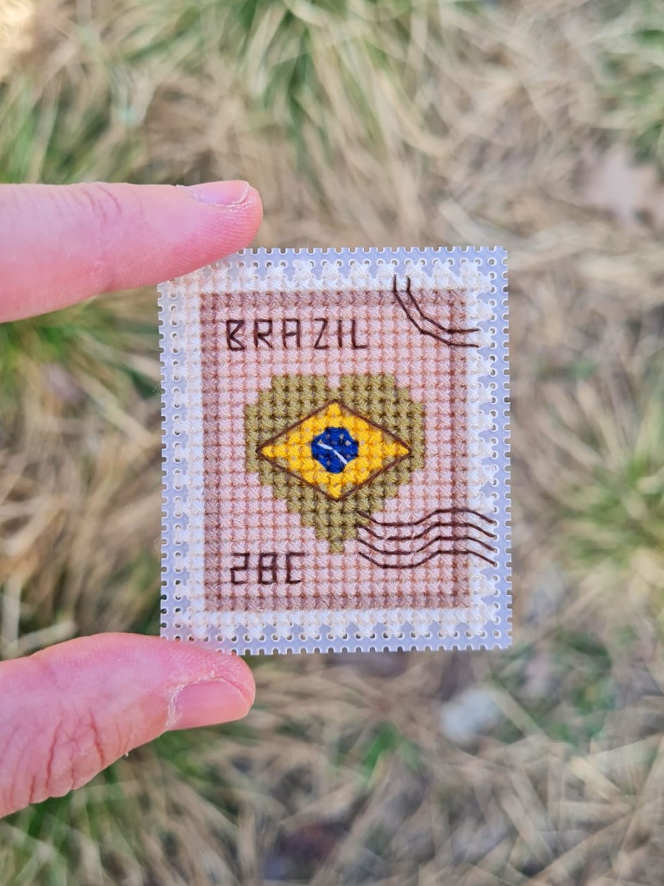 Brazil Postage Stamp - Cross Stitch Pattern