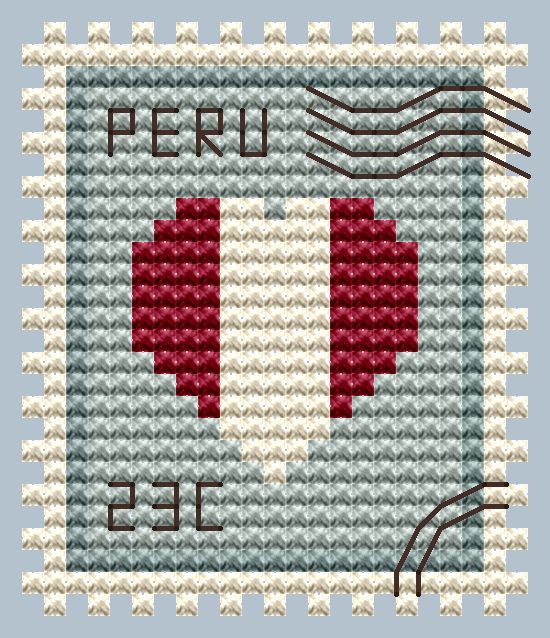 Peru Postage Stamp - Cross Stitch Pattern