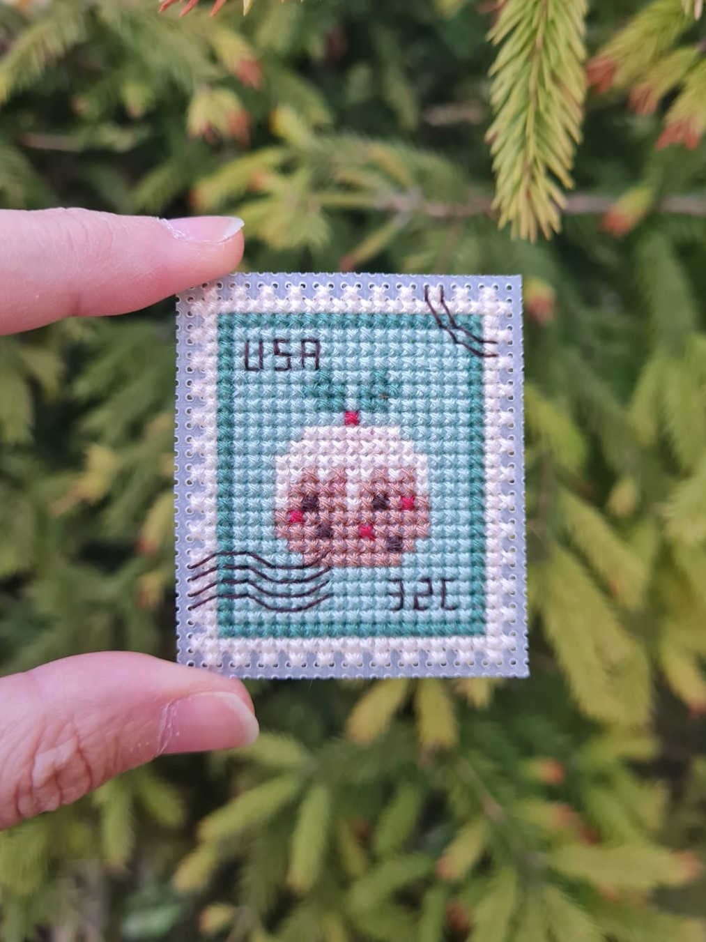 Pudding Postage Stamp - Christmas Cross Stitch Pattern