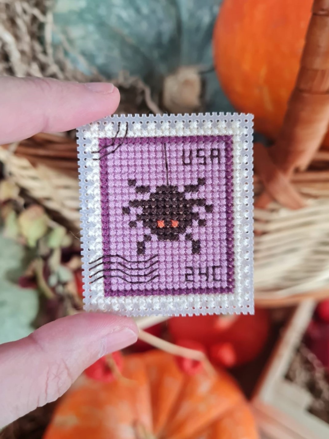 Halloween Spider Postage Stamp - Cross Stitch Pattern
