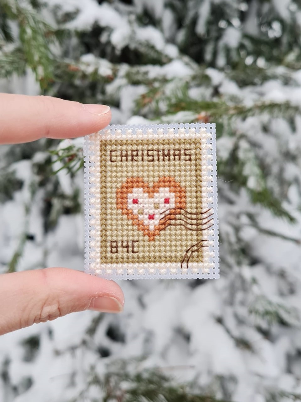 Christmas Cookie Postage Stamp - Cross Stitch Pattern