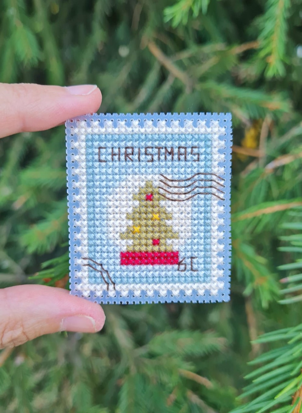 Snow Globe Postage Stamp - Cross Stitch Pattern
