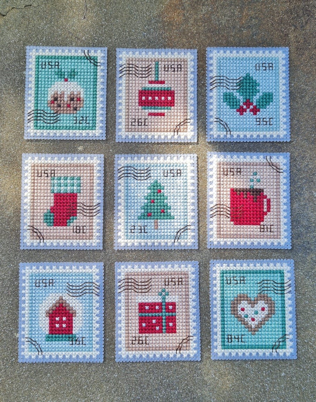 Christmas Postage Stamps Part 3 - Cross Stitch Pattern