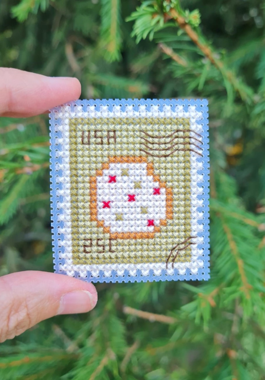 Gingerbread Cookie Postage Stamp - Cross Stitch Pattern