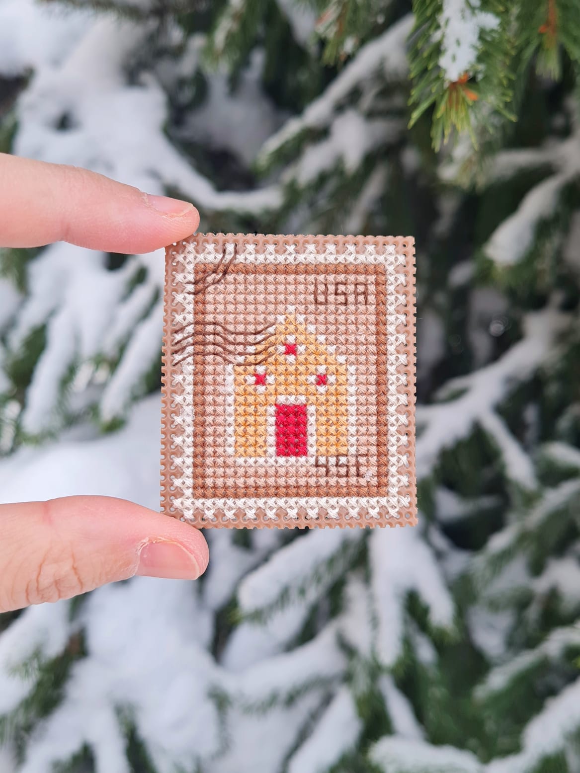 Gingerbread House Postage Stamp - Cross Stitch Pattern