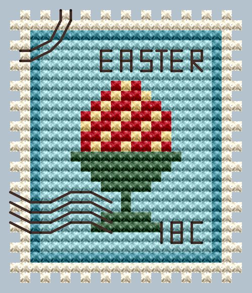 Easter Egg Stand Postage Stamp - Cross Stitch Pattern