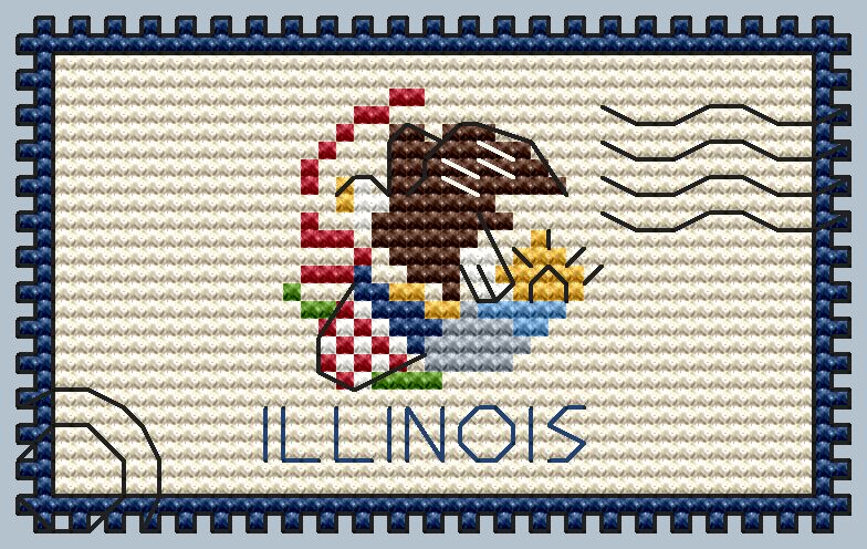 Illinois Postage Stamp - Cross Stitch Pattern