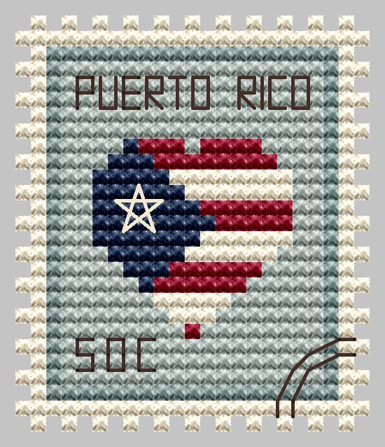 Puerto Rico Postage Stamp - Cross Stitch Pattern