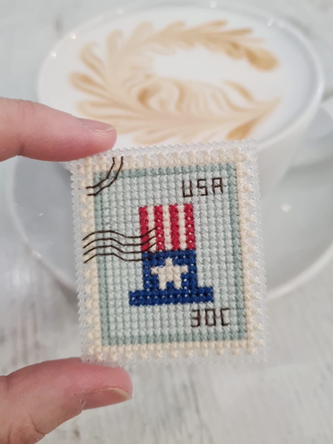 4th Of July Hat Postage Stamp - Cross Stitch Pattern