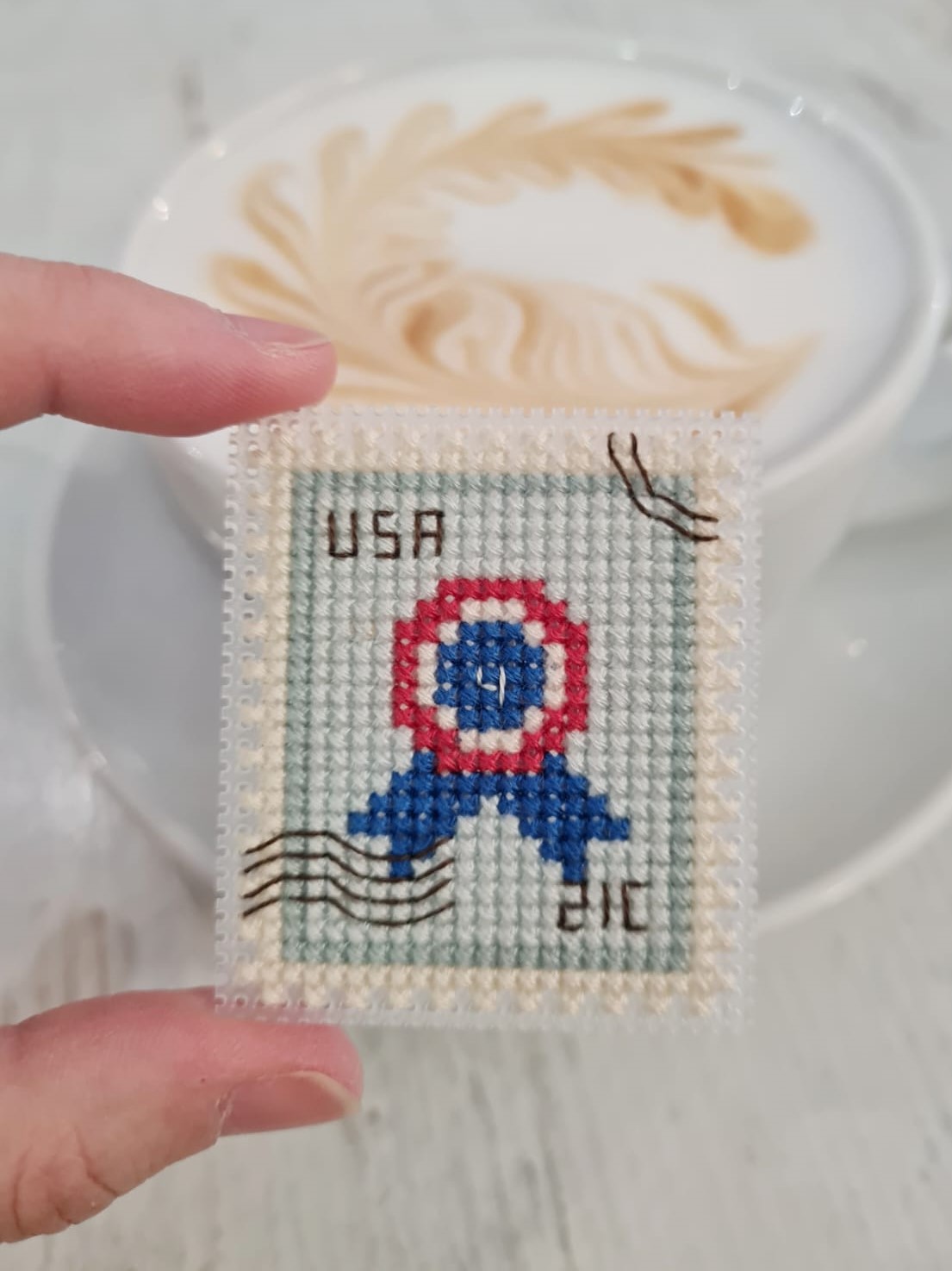 4th Of July Ribbon Vote Postage Stamp - Cross Stitch Pattern