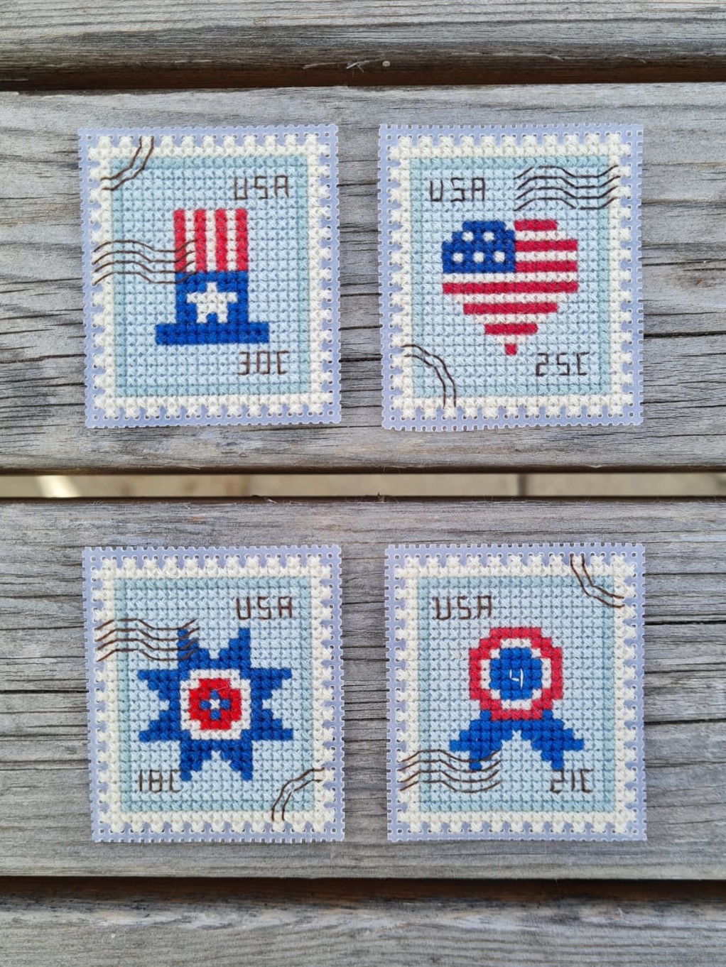 4th Of July Postage Stamp - Cross Stitch Pattern