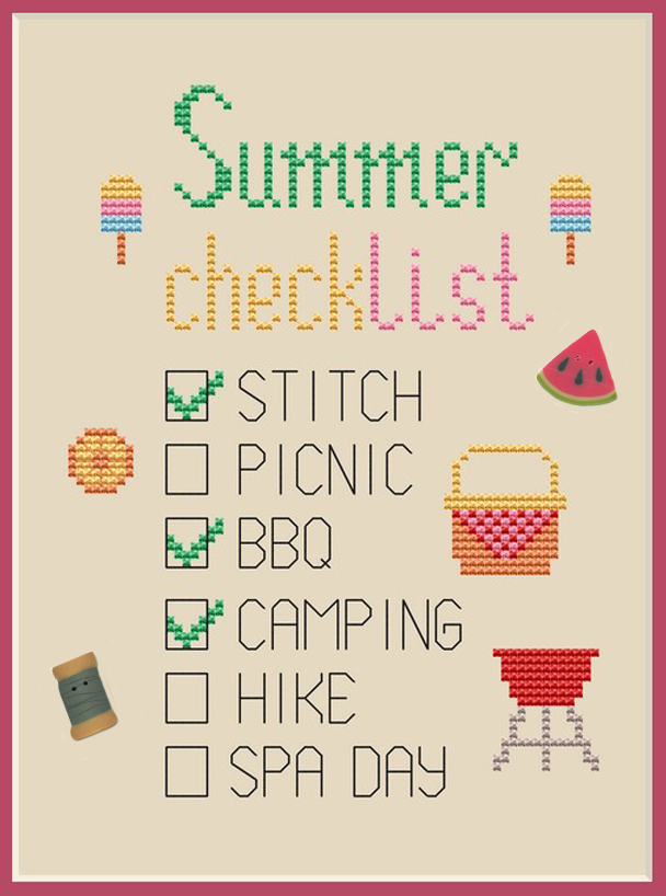 Summer Checklist - Cross Stitch Pattern