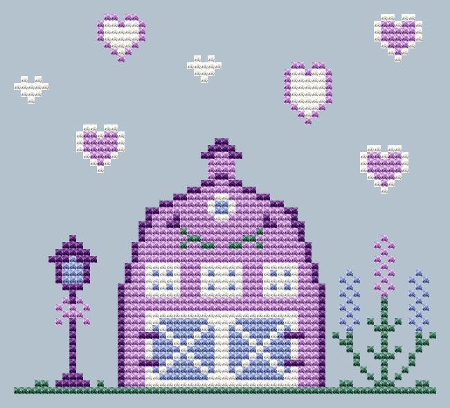 Lavender Farmhouse - Cross Stitch Pattern