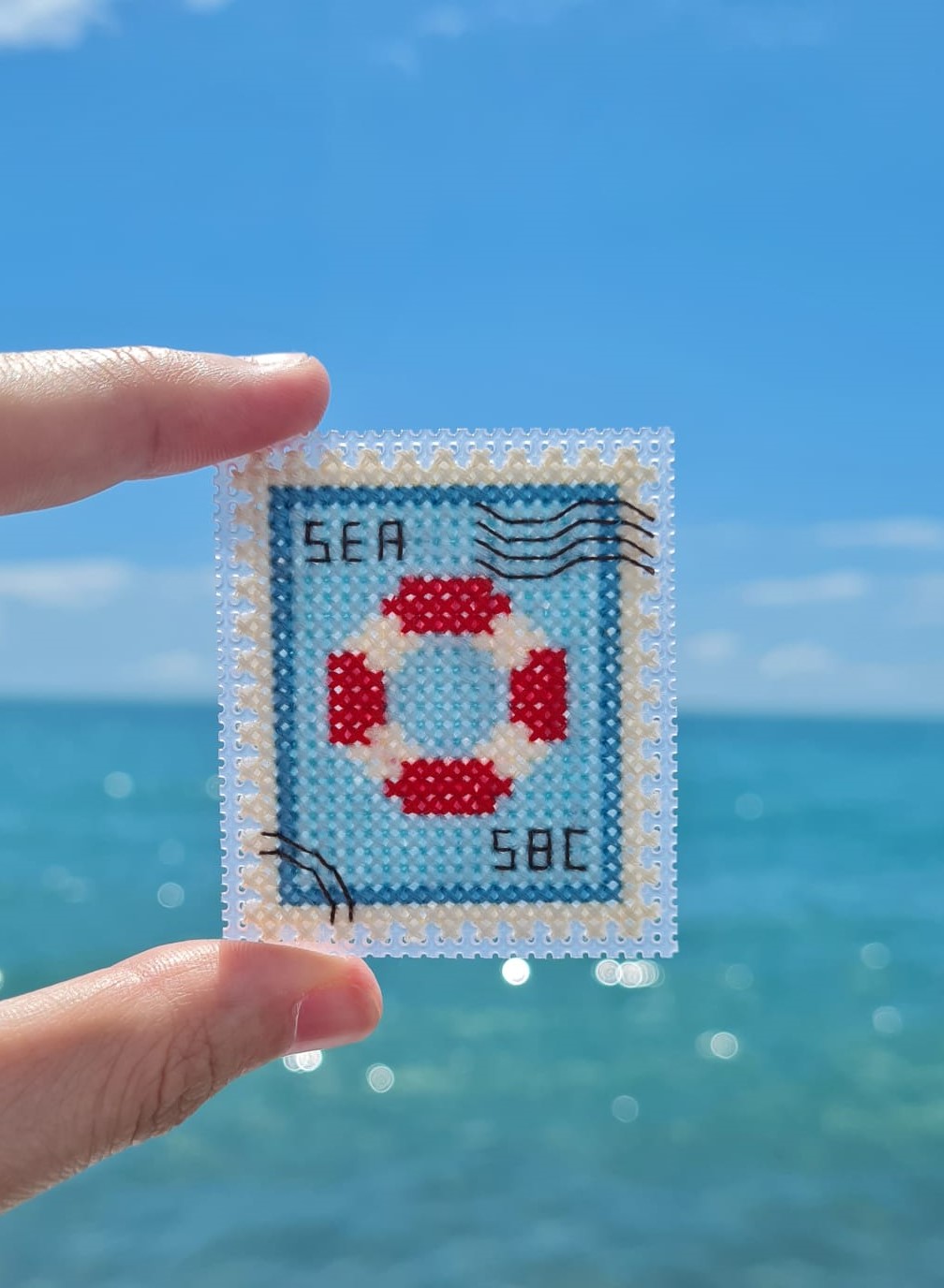 Lifebuoy Postage Stamp - Cross Stitch Pattern